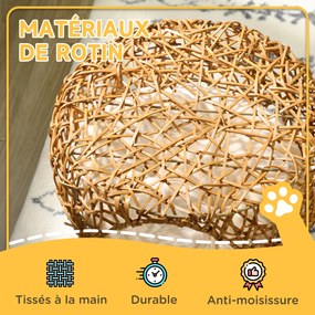 Cama para gatos Ø 40 x 32 cm,, cesto para gatos, casinha de rattan para gatos, almofada grossa, castanho claro