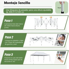 Tenda 3 x 6 m dobrável Pop-up UPF 50+ instantâneo sobre rodas Tenda impermeável para casamentos Festas Campismo Branco