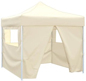 Tenda dobrável 3 x 3 m creme com 4 paredes