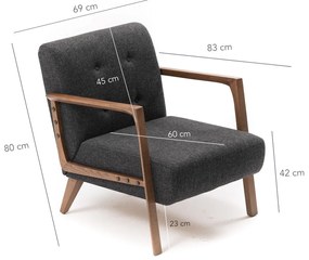 Cadeira Wing Kemer – Cinzento Escuro – 69x80x83 cm