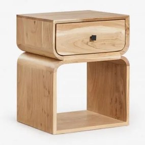 Mesa De Cabeceira De Madeira Ferni 40x35 Cm Castanho Acácia Rústico - Sklum