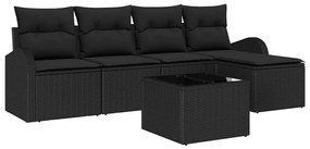 Conjunto de Sofá de Jardim de 6 Peças com Almofadas Bege Vime PE
