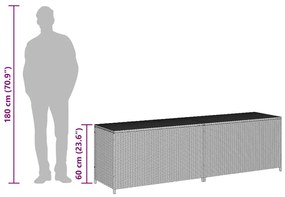 Caixa de arrumação para jardim 200x50x60 cm vime PE castanho