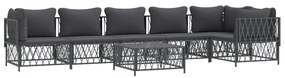 7 pcs conjunto lounge de jardim com almofadões aço antracite