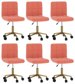 vidaXL Cadeiras de jantar giratórias 6 pcs veludo rosa