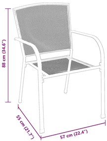 Conjunto de Jantar para Jardim de 7 Peças em Aço Antracite