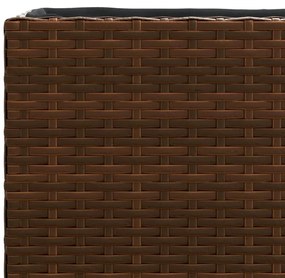 Canteiro jardim com 3 vasos 105x30x32 cm vime PE castanho