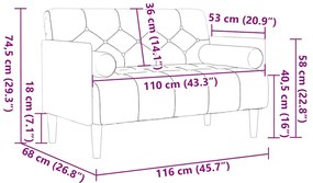 Sofá-luvas com rolos 110 cm veludo preto