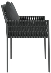 Cadeiras jardim c/ almofadões 2 pcs 54x61x83 cm vime PE preto