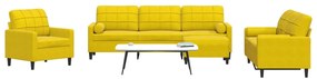 4 pcs conjunto de sofás com almofadões e rolos veludo amarelo