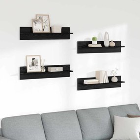 vidaXL Prateleiras de Parede 4 pcs Carvalho Preto 80 x 11,5 x 18 cm