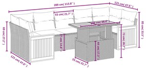 8 pcs conjunto sofás de jardim com almofadões vime PE preto