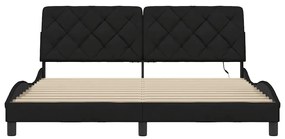 Estrutura de cama com LED sem colchão 180x200 cm tecido preto