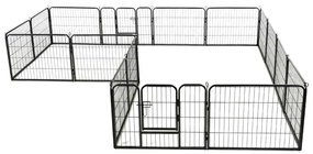 Parque para cães 16 painéis aço 60x80 cm preto