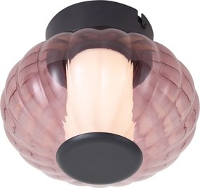 Plafon de Design Preto 18cm com Vidro Roxo Incl. LED Regulável em 3 Passos - Margherite