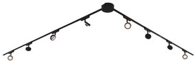 Sistema de iluminação de trilho moderno com 8 focos pretos monofásicos - Magnetic Lance
