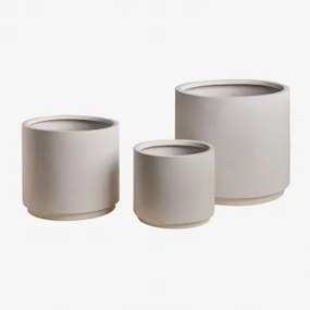 Conjunto De 3 Vasos De Exterior Ø45 Cm / Ø35 Cm / Ø25 Cm Em Polystone Saturn Branco - Sklum