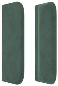 Cabeceira de cama c/ abas veludo 203x16x78/88cm verde-escuro