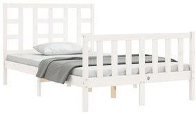 Estrutura de cama de casal c/ cabeceira madeira maciça branco