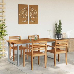 Mesa de Jantar Externa vidaXL Cinza 180x90x75 cm Aço e Madeira Sólida