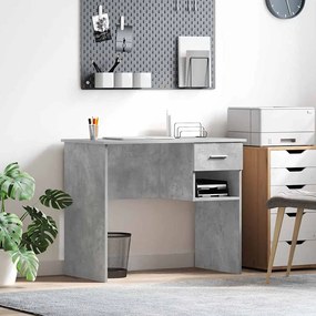 vidaXL Mesa com armazenamento cinza concreto 90x49.5x75 cm madeira engenheirada