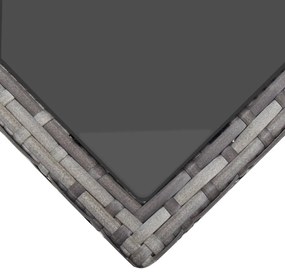 6 pcs conjunto lounge de jardim c/ almofadões vime PE cinzento