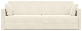 Sofá Cama de Chão 2 em 1 Creme 213x144x60 cm Veludo