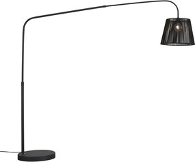 Candeeiro de pé para exterior Japandi preto com abajur de corda IP44 - Arc Jayla