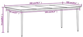 9 pcs conjunto de jantar para jardim preto