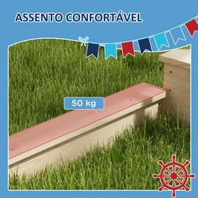 Caixa de Areia para Crianças de Madeira com Toldo Brinquedos de Cozinha e Forma de Barco para Jardim 180x103x145 cm Natural