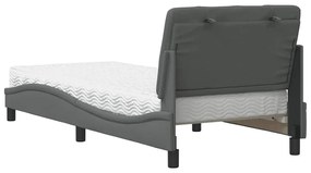 Cama com colchão 90x190 cm tecido cinzento-escuro
