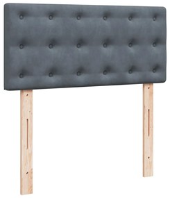 Cama com Molas/Colchão e Luzes Led - 90x190 cm - Veludo Cinza-Escuro