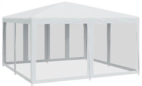 Tenda p/ festas c/ 8 paredes laterais malha 4x4 m PEAD branco