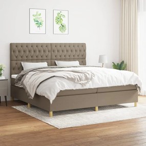 vidaXL Cama com molas/colchão 200x200 cm tecido castanho-acinzentado