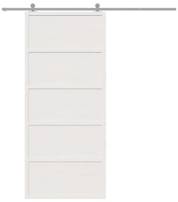 Porta de celeiro 90x208 cm madeira de pinho maciça branco