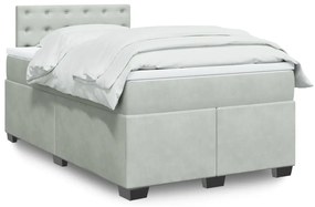 Cama boxspring c/ colchão 120x200 cm veludo cinzento-claro