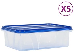 vidaXL Recipientes para alimentos com tampas 5 pcs PP