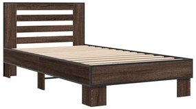 Estrutura de cama derivados de madeira/metal carvalho castanho