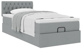 Cama otomana com colchão 100x200 cm tecido cinzento claro