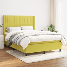 vidaXL Cama com molas/colchão 140x190 cm tecido verde