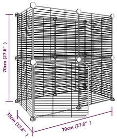 Gaiola p/ animais de 12 painéis c/porta 35x35 cm aço preto