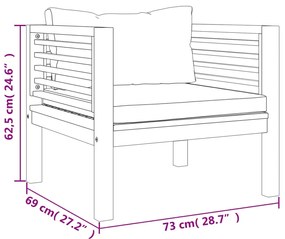 Cadeira de jardim c/ almofadões cinzento-escuro acácia maciça