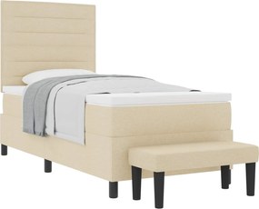 vidaXL Cama Box com colchão com cabeceira Creme 80 x 200 cm tecido