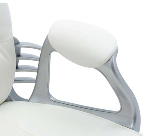 Cadeira de escritório giratória em couro artificial branco