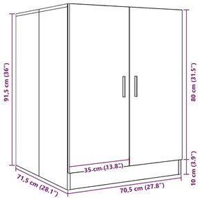 Armário máquina de lavar roupa 71x71,5x91,5 cm sonoma cinza