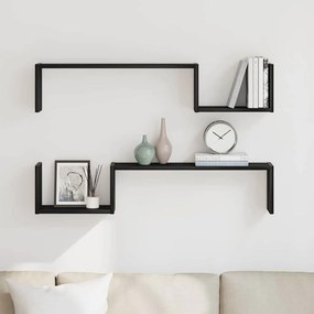 Prateleira de Parede vidaXL 2 pcs Carvalho Preto 100x15x70 cm Madeira Revestida