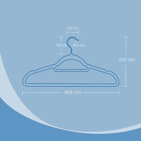 Conjunto de 50 cabides de veludo 41,5 x 21,5 cm pretos