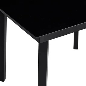 Conjunto de jantar jardim 5 peças almofadas vidro vime PE preto