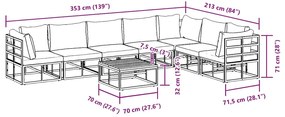 Conjunto de Sofá de Jardim 8 pcs Preto 70 x 70 x 32 cm Alumínio