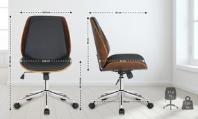 Cadeira de Escritório Mitch Chrome Preto e nogueira